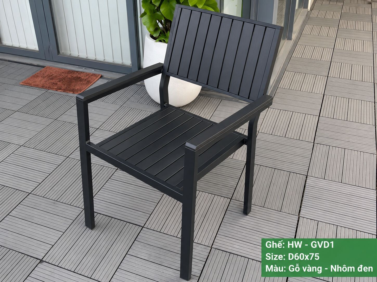 Bộ bàn ăn và 6 ghế sân vườn HW-BBD/Đ MÀU ĐEN