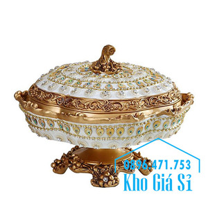 Khay hộp giả sứ đựng bánh kẹo mứt hạt tết hình quả bí đính kim cương