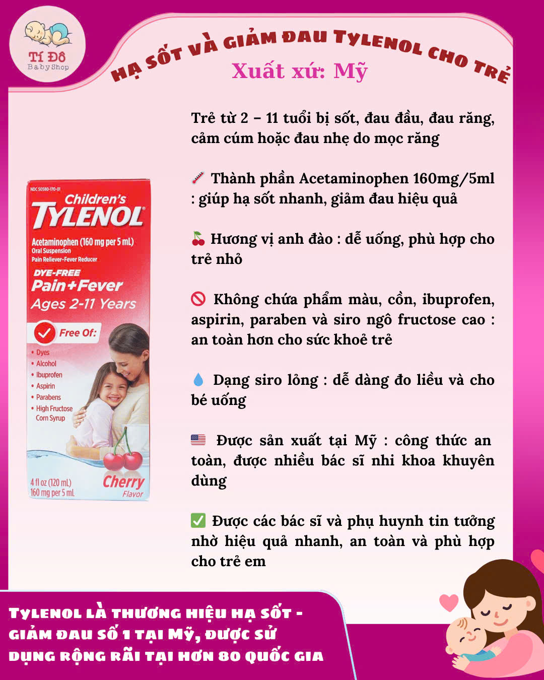 Hạ sốt Tylenol (2tuổi -11 tuổi)