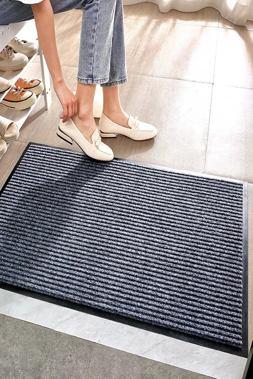 Tấm thảm chùi chân siêu sạch cao cấp Triline tấm màu xám HA-TRLT002A-HNO