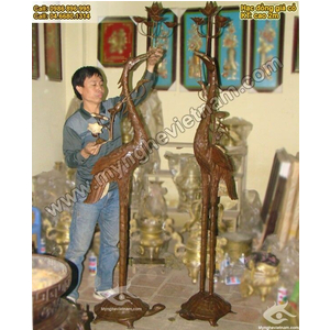 Hạc đồng thờ cúng, hạc cung tiến bằng đồng giả cổ