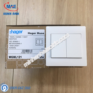 Công tắc đôi 1 chiều 16A Hager - Model WGML121