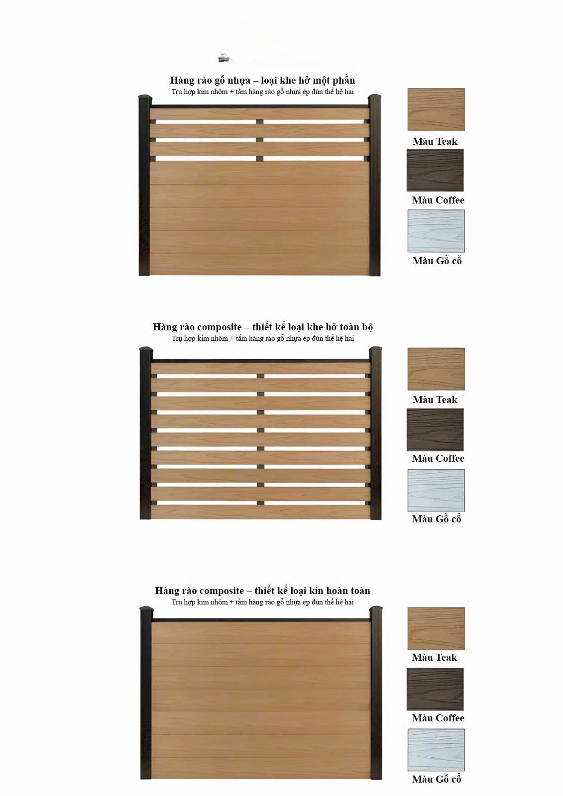 Combo Bộ hàng rào ghép ngang (1,8m x1,8m) màu coffee