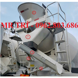 Phụ tùng xe trộn bê tông, phễu nạp, khung chữ A, máng xả