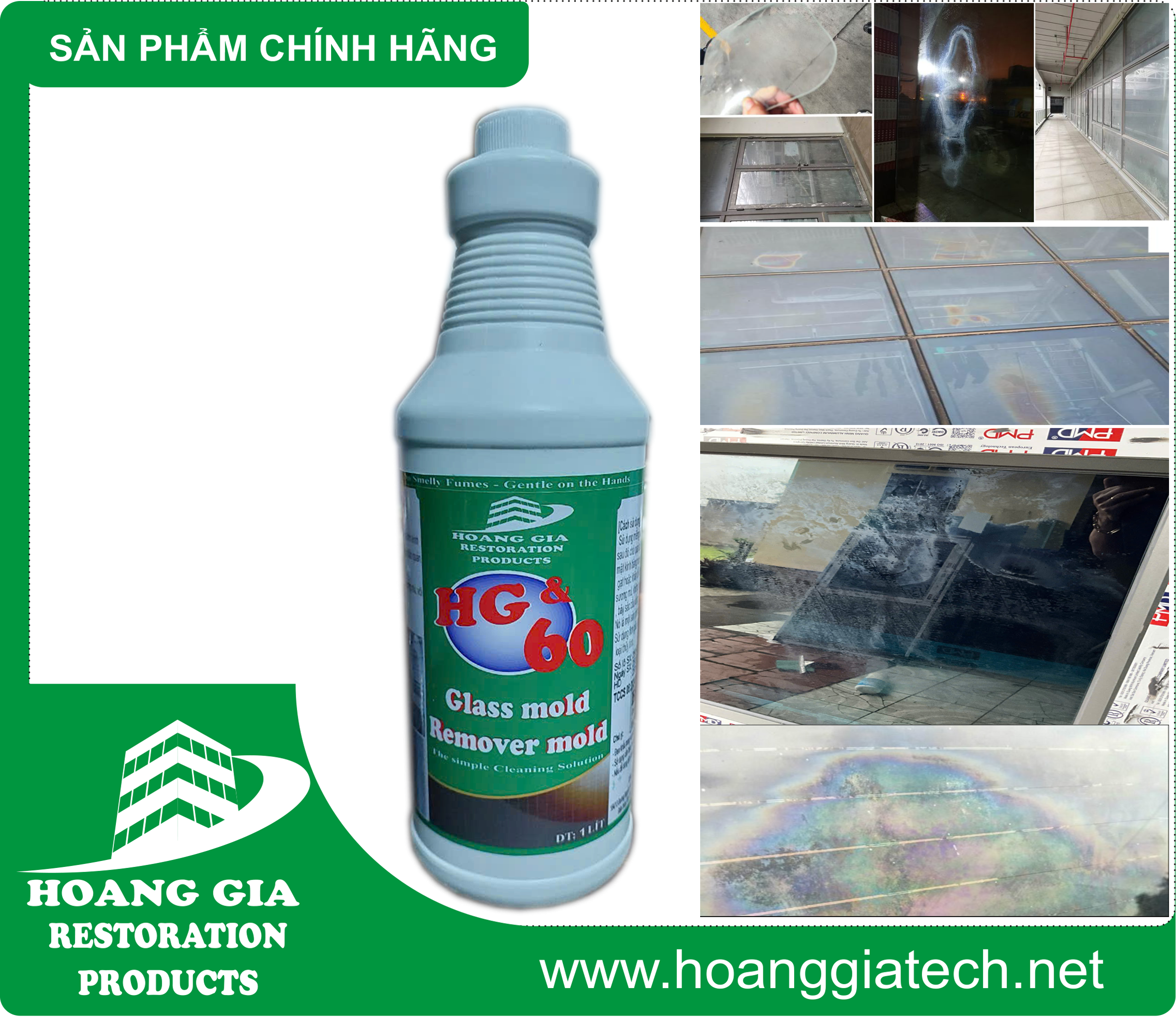 Chất Tẩy Mốc Kính, Vôi hoá kính HG 60 Glass Mold Remover Mold 1000ML