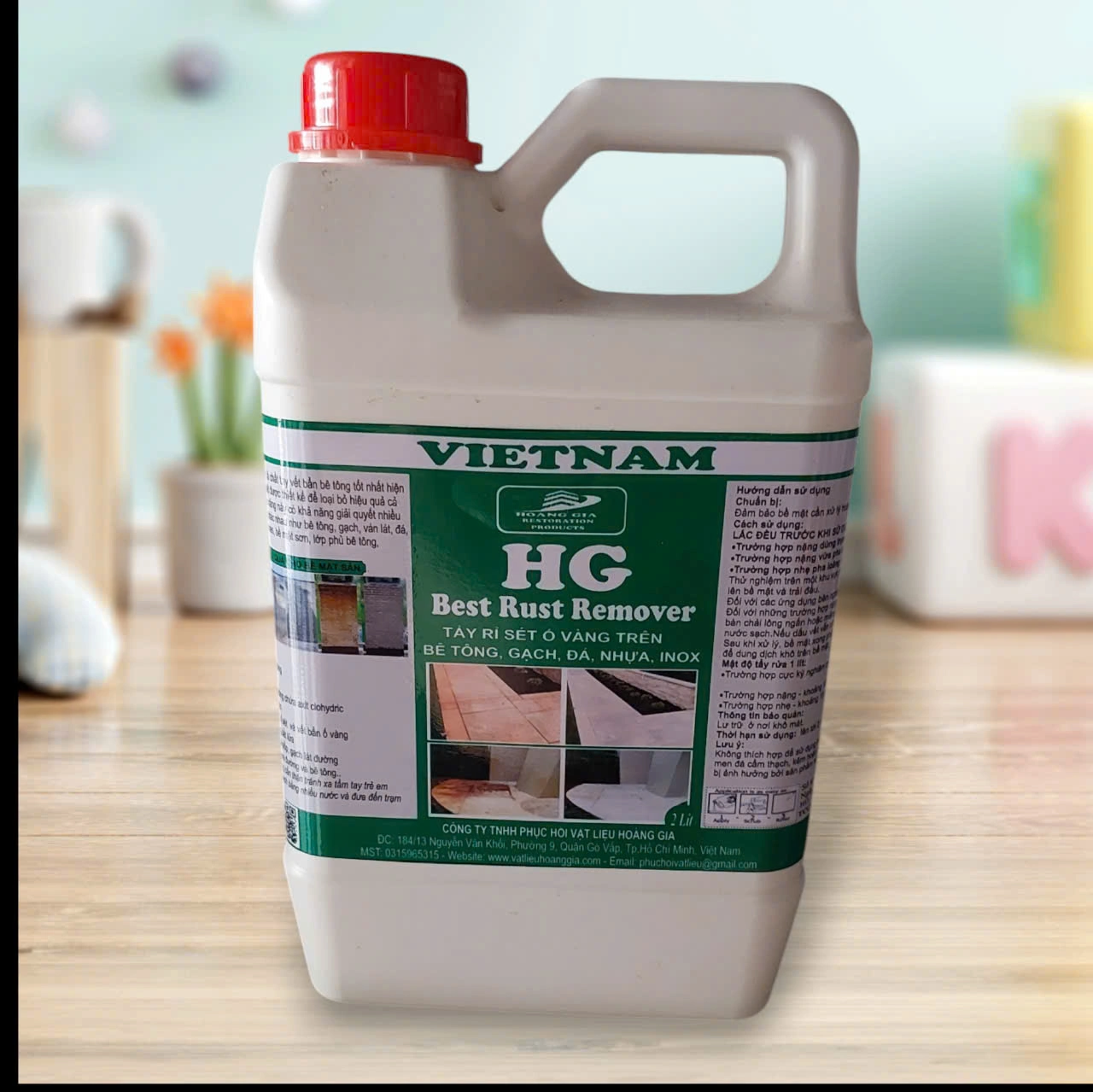 Tẩy rỉ sét ố vàng sàn bê tông, nền gach tường. HG Best Rust Remover  2L