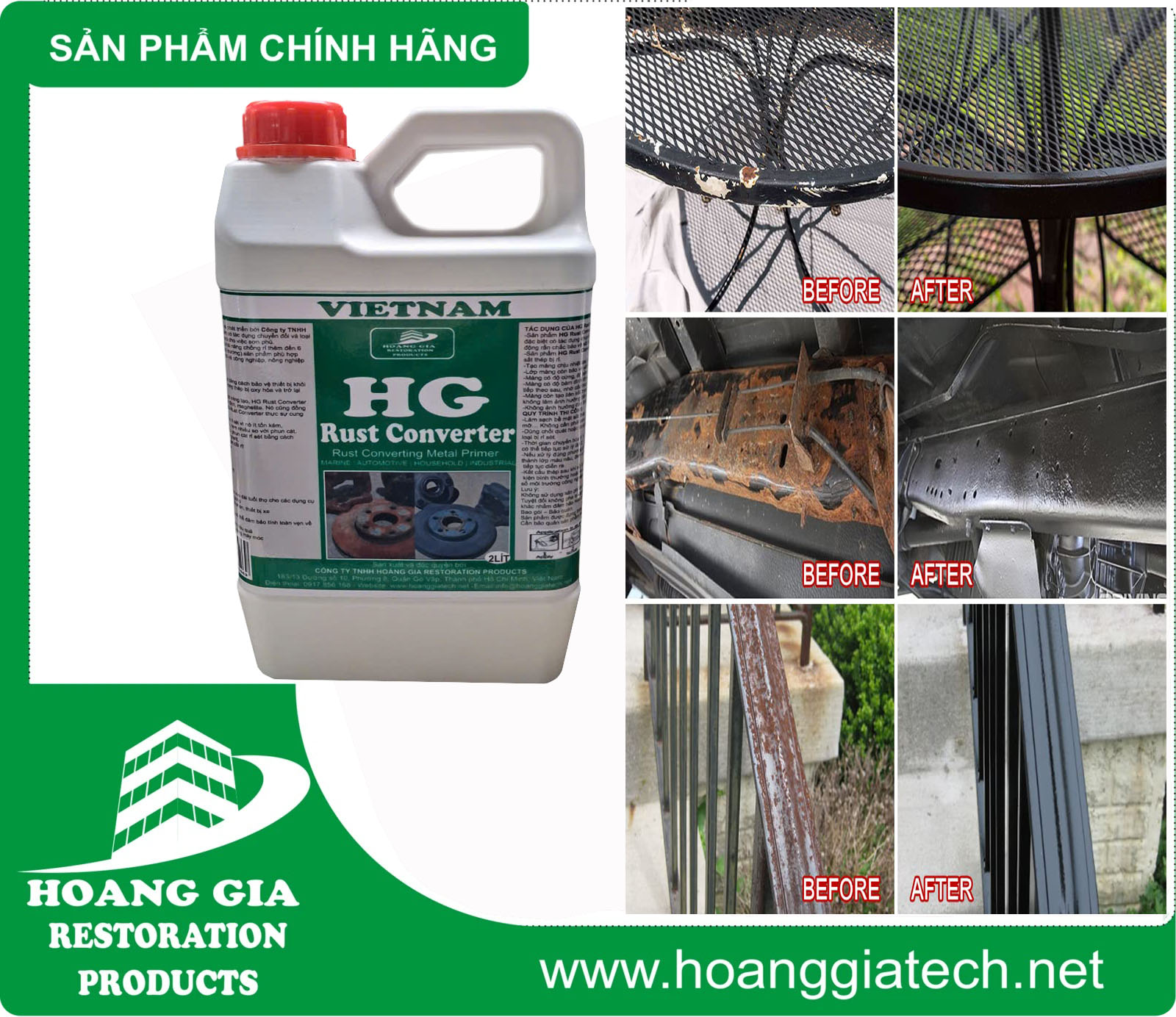 Dung dịch biến đổi Rỉ Sắt HG RUST CONVERTER 2000ML