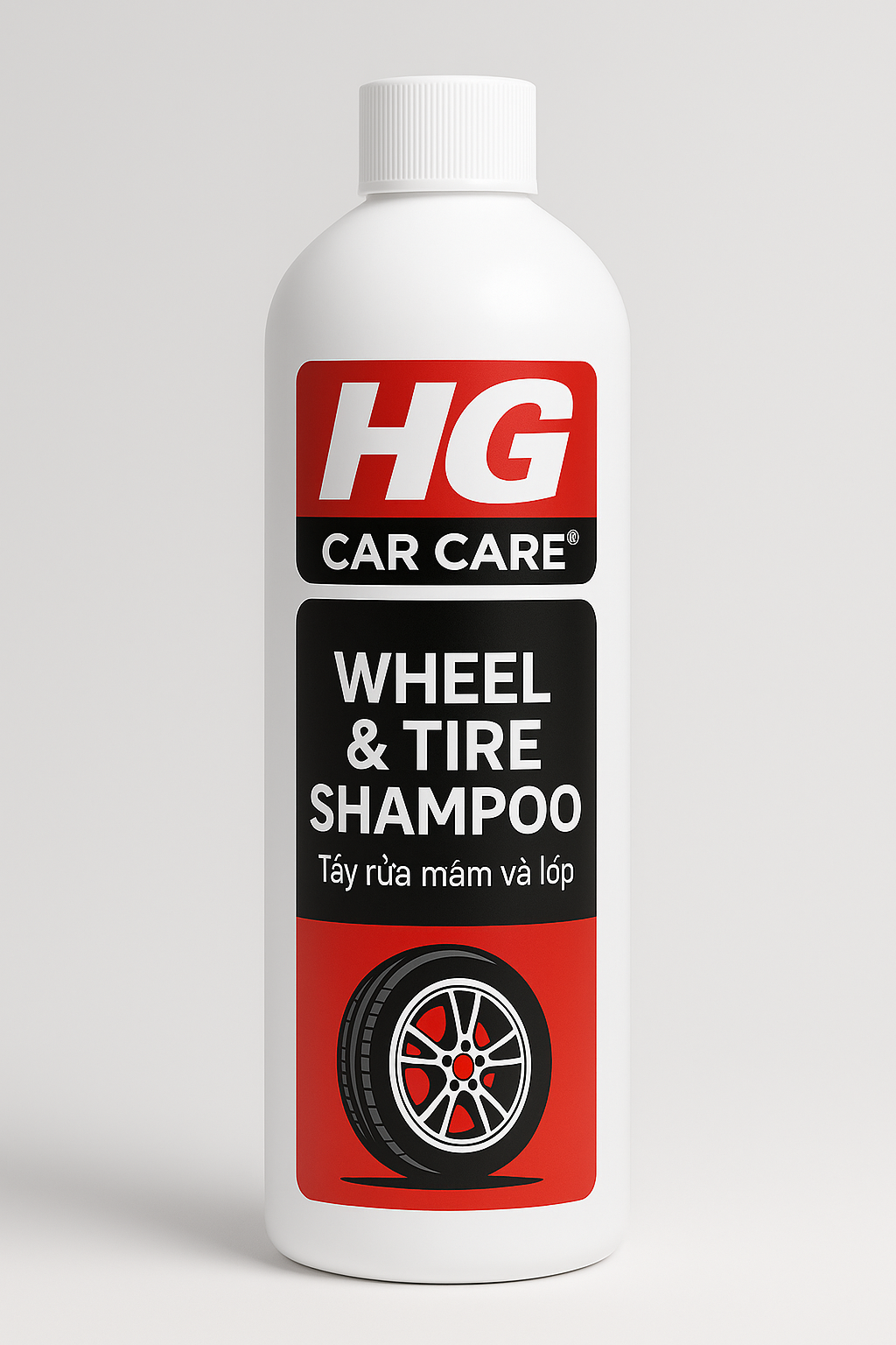 HG WHEEL & TIRE SHAMPOO™ là dung dịch tẩy rửa mâm & lốp xe chuyên dụng