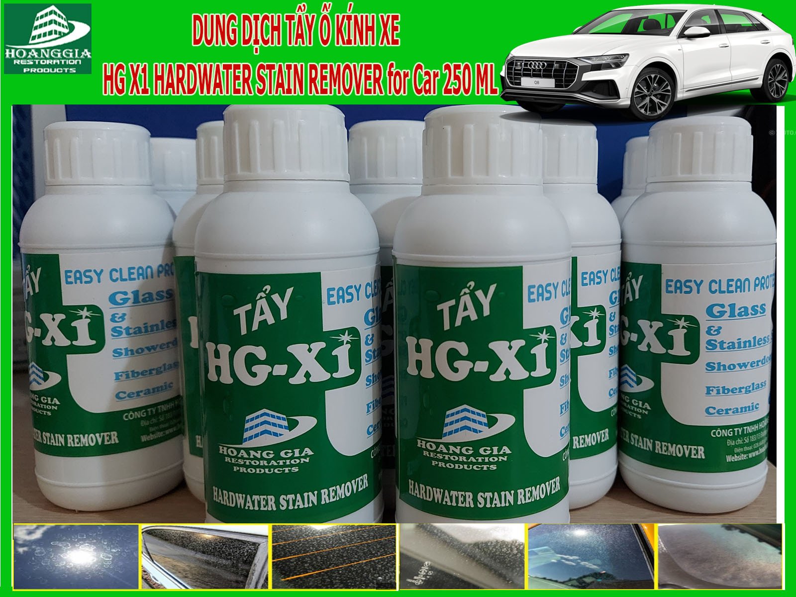 Dung dịch tẩy ố kính xe hơi HG X1 Hard Water Stain Remover for Car Glass