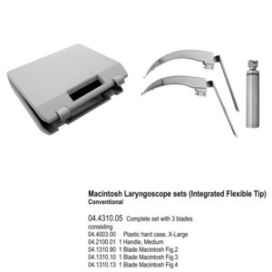 Bộ đặt nội khí quản khó người lớn Hilbro 04.4310.05 (3 lưỡi)
