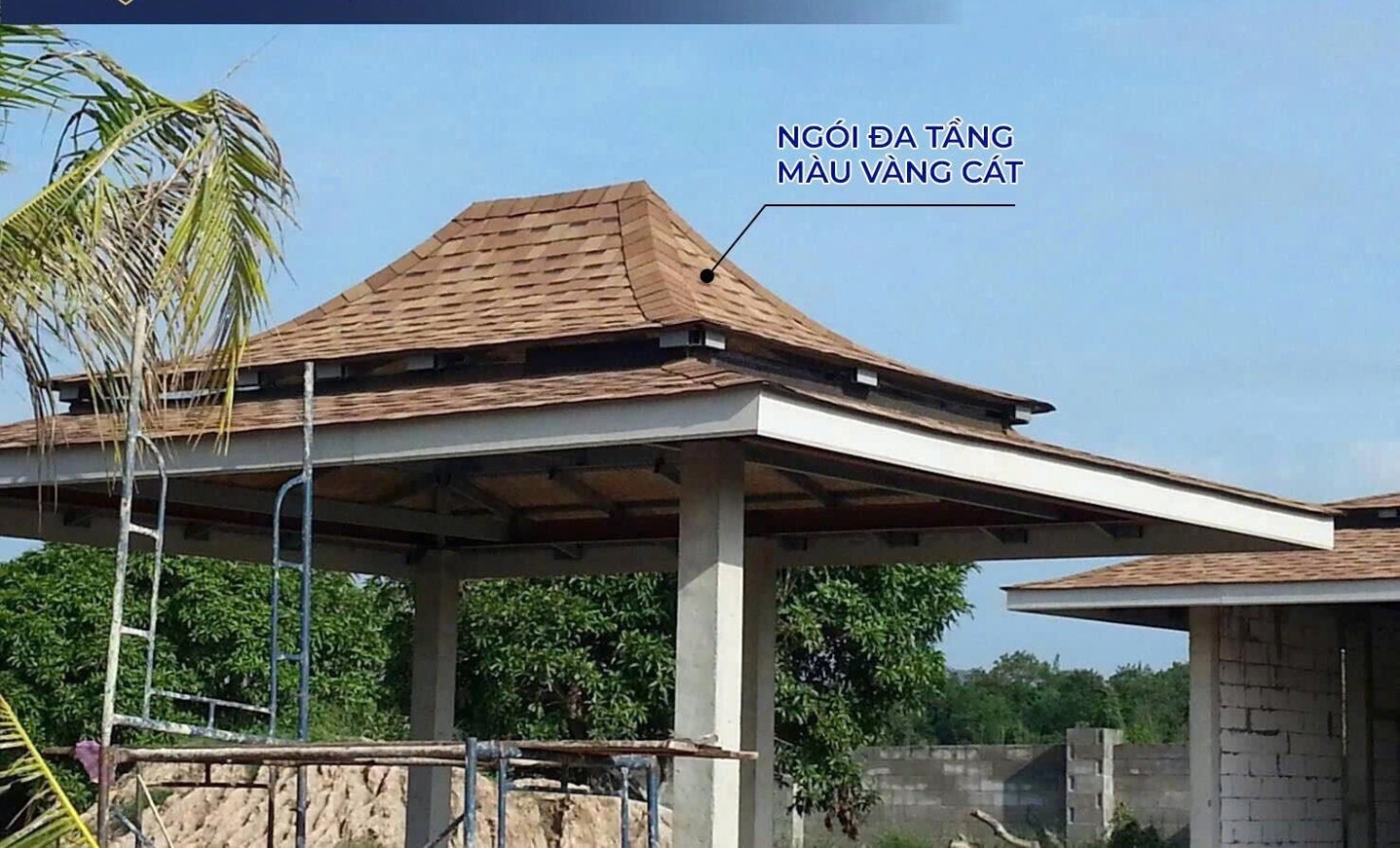 Ngói lợp bitum phủ đá dạng đa tầng EW004-BITUM-DN màu vàng cát