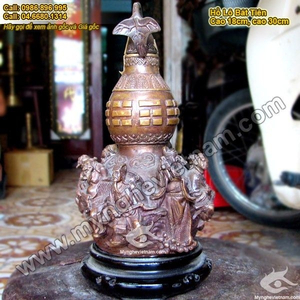 Hồ lô bát tiên đồng giả cổ Bát Tiên Quá Hải cao 20cm