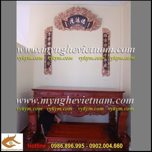 Hoành Phi Câu Đối đồng đỏ 1m55 trang trí bàn thờ gia tiên