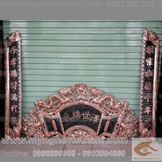 Hoành phi câu đối Vĩnh miên thế trạch đồng đỏ 1ly