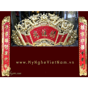 Cuốn thư câu đối mạ vàng nano cao cấp dùng trong thờ tự