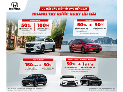 Honda Việt Nam tặng ưu đãi cực khủng trong Tháng 9