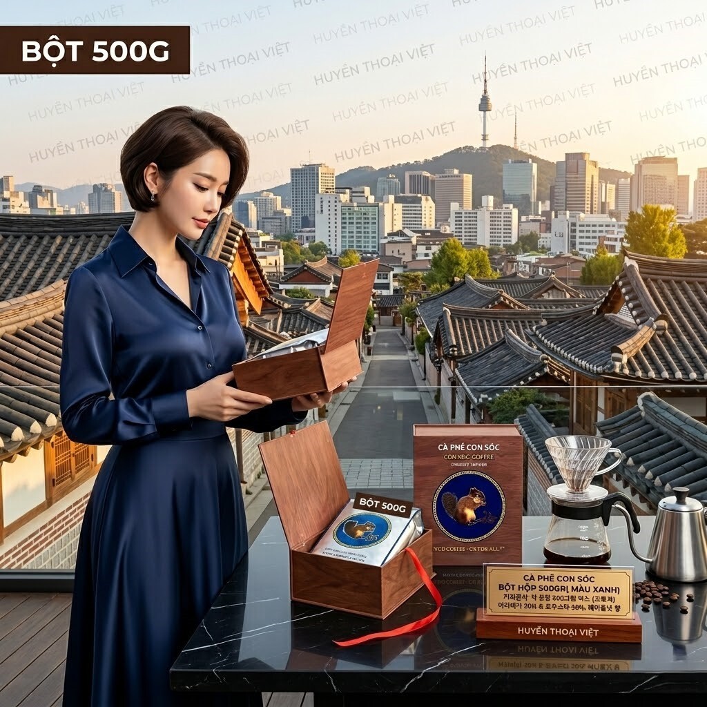 Cafe con sóc bột 50% Arabica - 50% Robusta( 500gr) - màu Chocolate