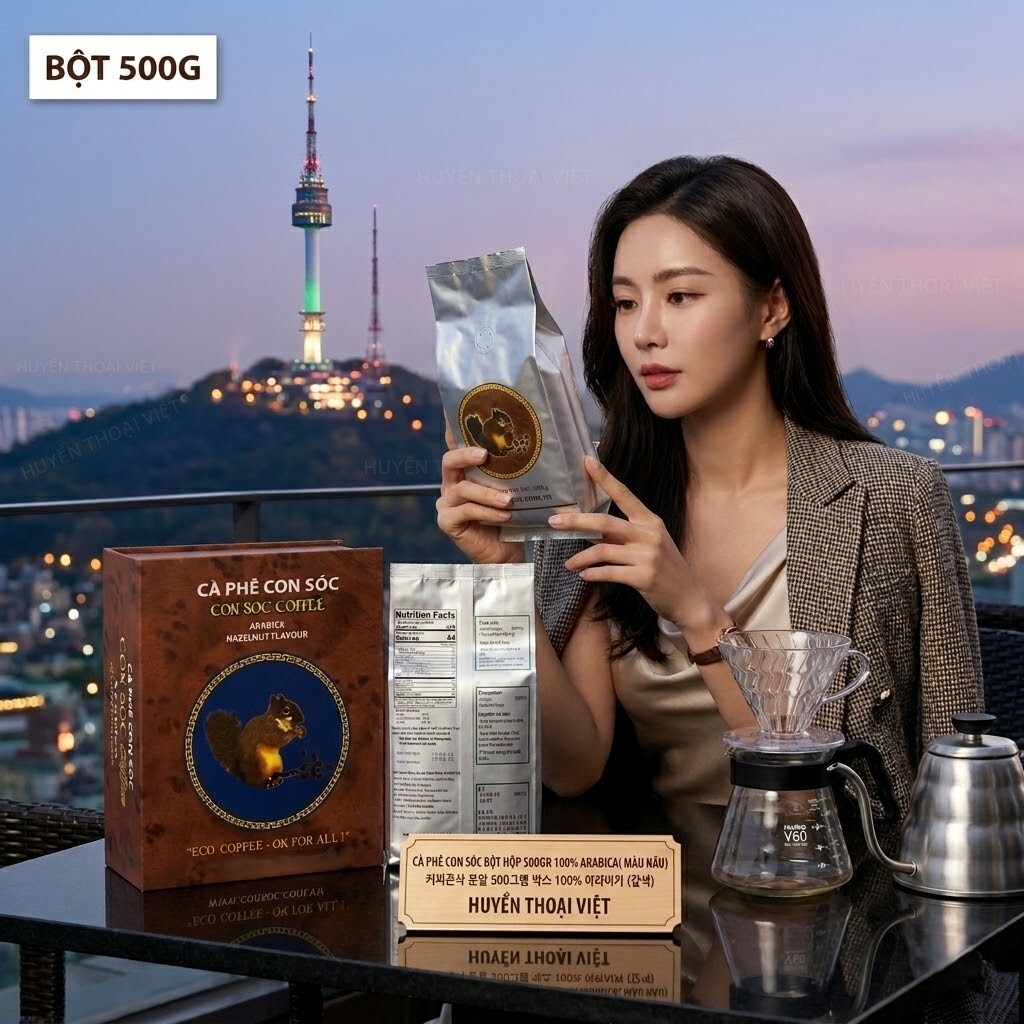 Cà phê con sóc bột 100% Arabica ( 500gr) - màu Nâu