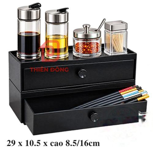Hộp Đũa Melamine Đen 29cm Có Khay Kéo Xếp Chồng