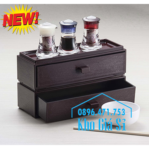 Hộp đựng đũa muỗng 2 tầng màu nâu cho nhà hàng