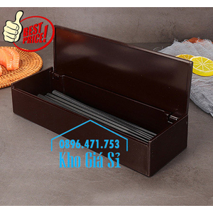 Hộp đựng đũa nhà hàng kiểu Nhật có nắp đậy màu nâu
