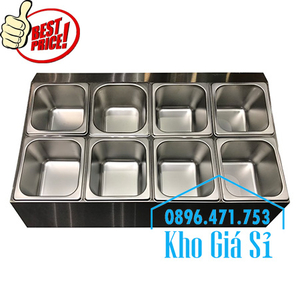 Thùng, Hộp inox 8 ngăn giữ lạnh thạch topping trà sữa