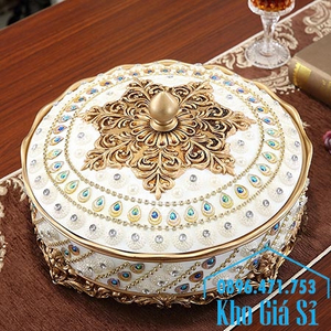 Hộp khay đựng kẹo bánh mứt tết giả sứ cao cấp đính pha lê