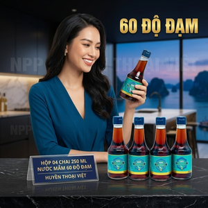 ( HỘP 4 CHAI 250ML) Nước mắm Hạnh Phúc 60 độ đạm - Quà tặng Người Thân.
