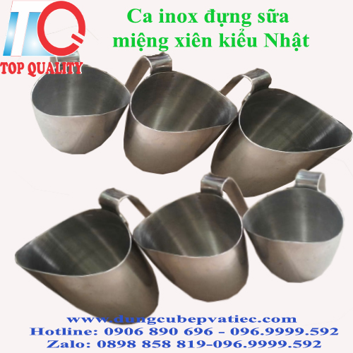 Ca inox đựng sữa miệng xiên kiểu Nhật
