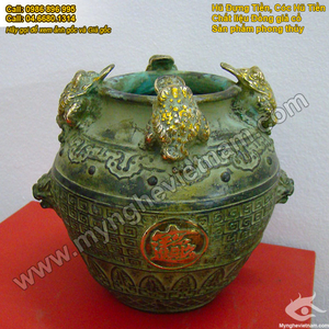 hũ tiền thiềm thừ bằng đồng, vật phẩm phong thủy chiêu tài