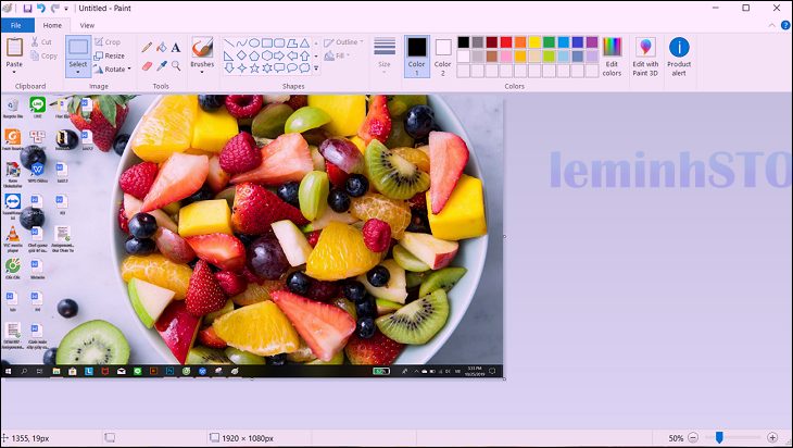 Dán ảnh chụp màn hình vào Paint rồi lưu