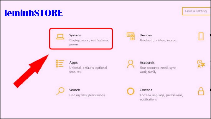 Chọn System Chọn System