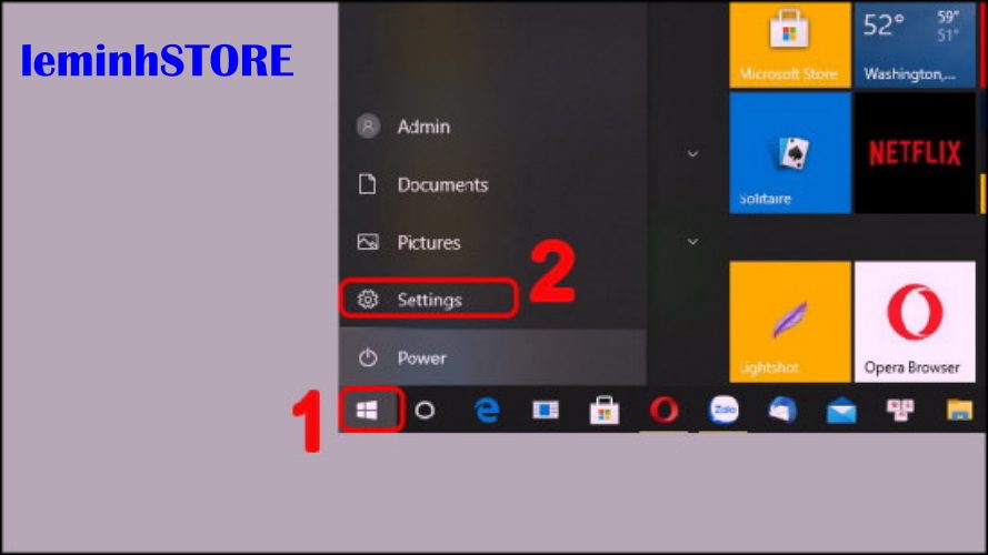 Chọn Settings (Cài đặt) Chọn Settings (Cài đặt)