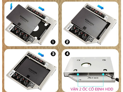 hướng dẫn lắp caddy bay cho laptop qua hình ảnh