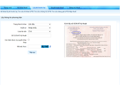 Hướng Dẫn Nộp Thuế Online Khi Đăng Kí Xe Ô Tô Mới