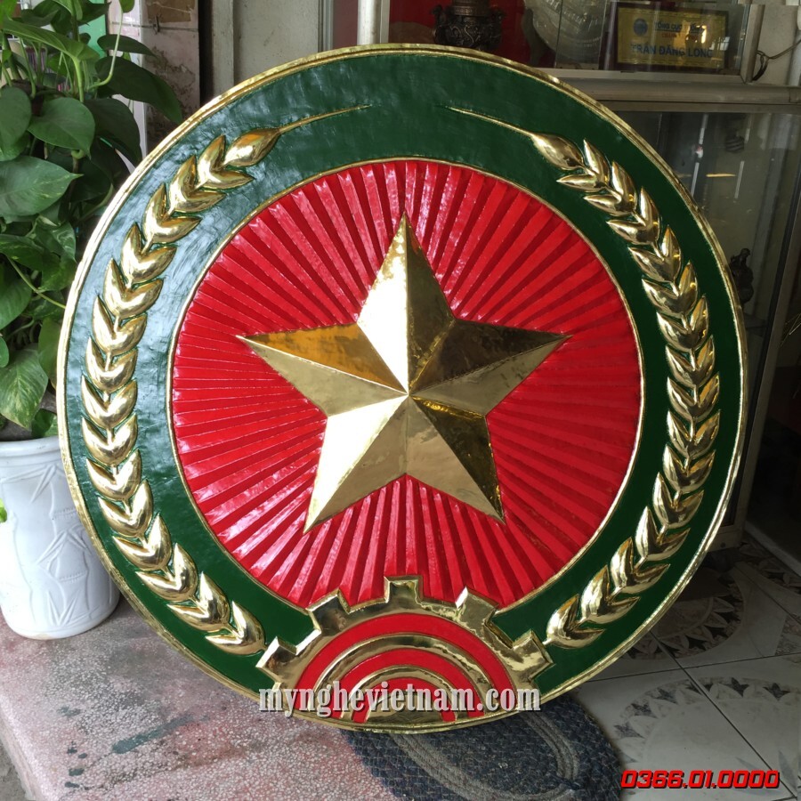 Logo quân đội hiệu đường kính 1m bằng đồng