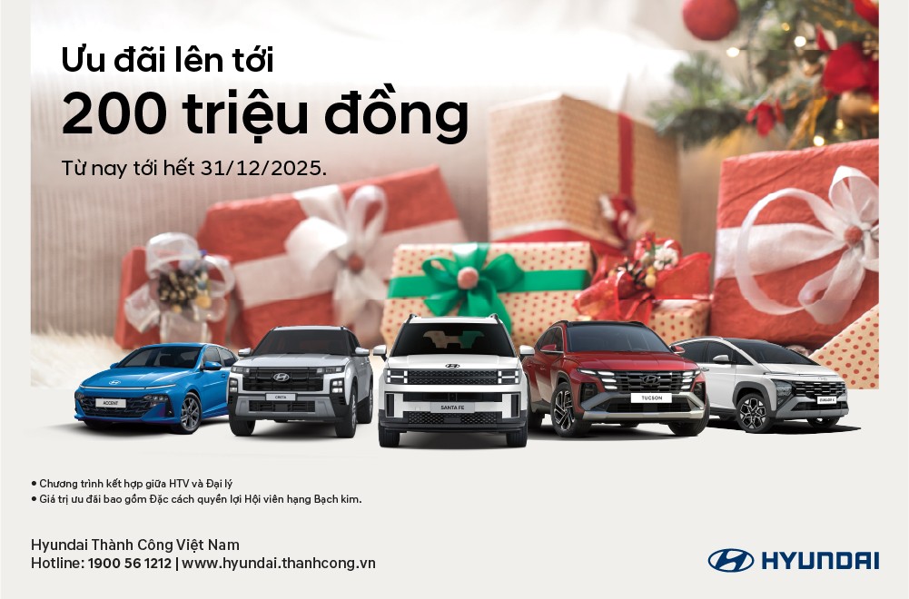 HYUNDAI THÀNH CÔNG ƯU ĐÃI BẢO HÀNH 8 NĂM CÙNG HỖ TRỢ TÀI CHÍNH LÊN ĐẾN 200 TRIỆU ĐỒNG TRONG THÁNG 12