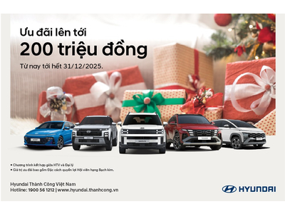 HYUNDAI THÀNH CÔNG ƯU ĐÃI BẢO HÀNH 8 NĂM CÙNG HỖ TRỢ TÀI CHÍNH LÊN ĐẾN 200 TRIỆU ĐỒNG TRONG THÁNG 12
