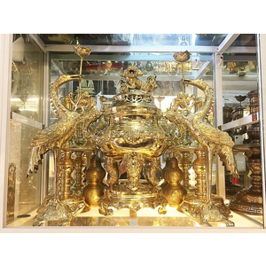 Bộ đỉnh ngũ sự hoa sòi ánh kim 42cm