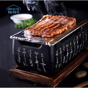 Bếp nướng than hoa không khói tại bàn size chữ nhật nhỏ, bếp nướng BBQ tại bàn cho quán ăn phong cách Nhật Bản