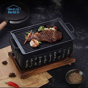 Bếp nướng than hoa không khói tại bàn size chữ nhật nhỏ, bếp nướng BBQ tại bàn cho quán ăn phong cách Nhật Bản