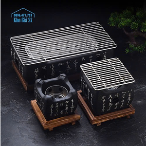 Bếp nướng than hoa không khói tại bàn size chữ nhật nhỏ, bếp nướng BBQ tại bàn cho quán ăn phong cách Nhật Bản