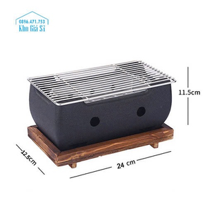 Bếp nướng than hoa tại bàn màu đen nhám, bếp nướng BBQ tại bàn màu trơn size chữ nhật nhỏ có nhận khắc theo yêu cầu