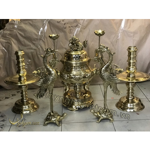 Bộ đỉnh hoa sòi bằng đồng vàng 60cm