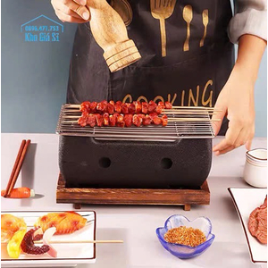 Bếp nướng than hoa tại bàn màu đen nhám, bếp nướng BBQ tại bàn màu trơn size chữ nhật nhỏ có nhận khắc theo yêu cầu