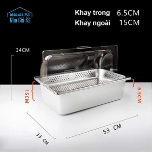 Khay inox 8 ngăn chất liệu 304 có nắp đậy bằng mica trong suốt