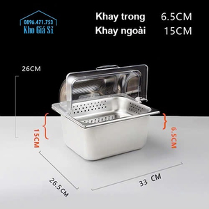 Khay GN 1/2 kèm giá đỡ có nắp mica trong suốt đóng mở 2 chiều tiện lợi