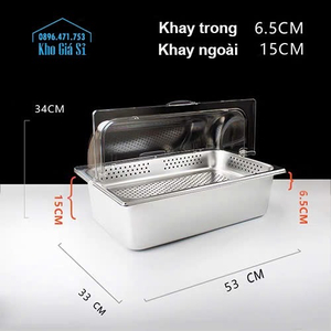 Khay inox 8 ngăn chất liệu 304 có nắp đậy bằng mica trong suốt