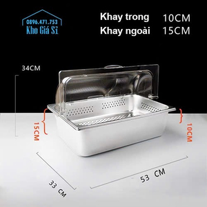 Khay inox 8 ngăn chất liệu 304 có nắp đậy bằng mica trong suốt