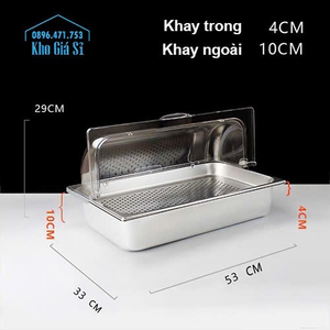 Khay inox 8 ngăn chất liệu 304 có nắp đậy bằng mica trong suốt